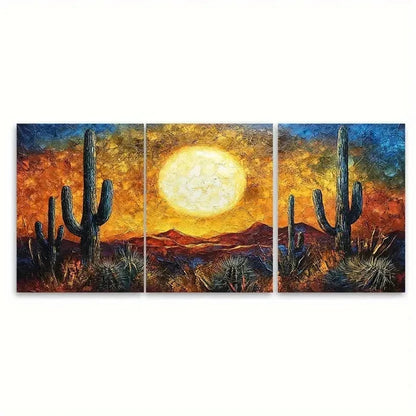 3pcs Sunset Modern Handmade v   Wall Art Set Canvas Framed 40x60cm - High Quality Print 100% Australian Made Wall Canvas Ready to Hang