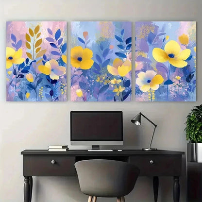 3pcs Spring Countryside Pastel Perfect Wall Art Set Canvas Framed 50x70cm - High Quality Print 100% Australian Made Wall Canvas Ready to Hang
