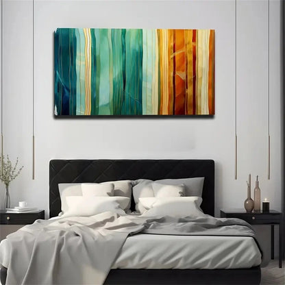 Vibrant Green Blue Orange Wall Art Canvas Office Home Room Framed 120x60cm