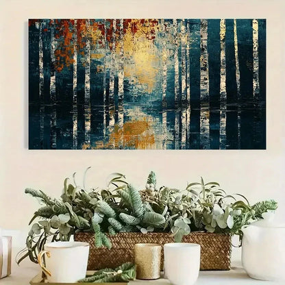 Vibrant Abstract Birch Tree Wall Art Canvas Office Home Room Framed 120x60cm