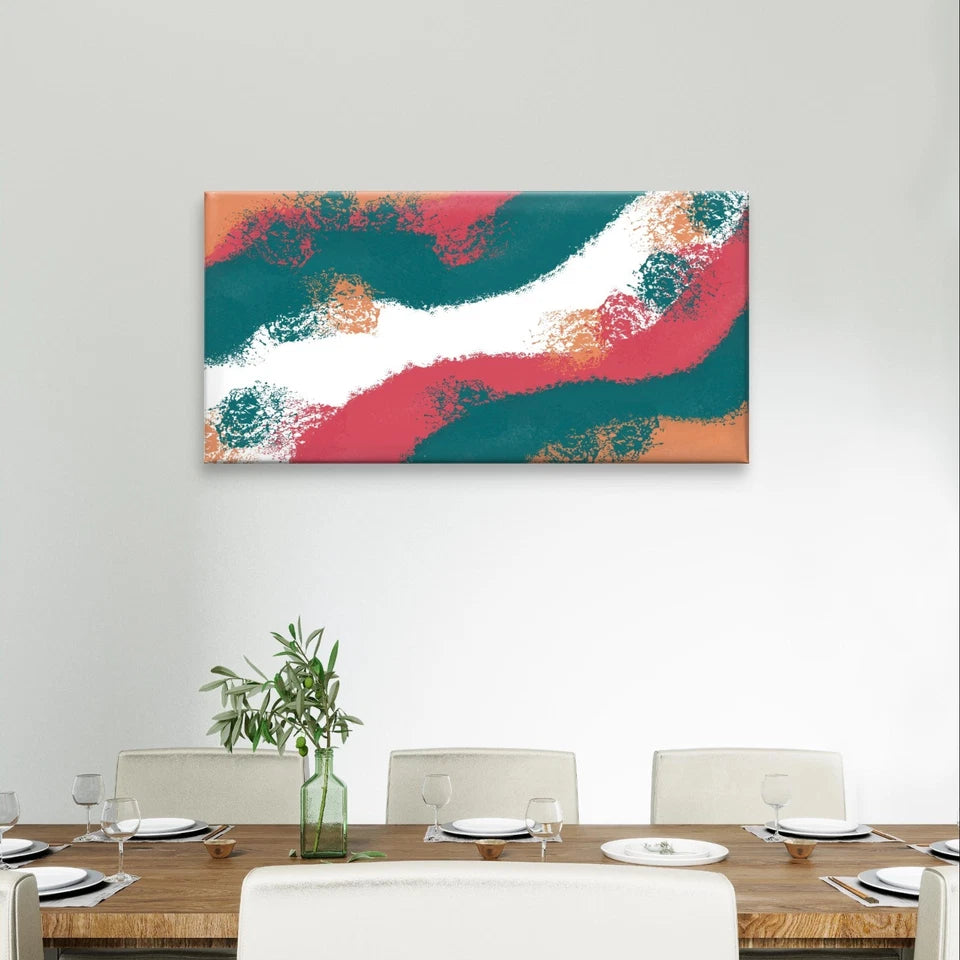 Modern Abstract Textured Colour Block Waves Wall Art Canvas Office Home Framed 120x60cm