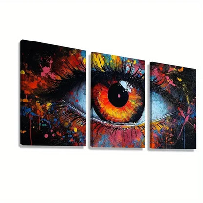 3pcs Vibrant Abstract Eye Splashes & Deep Hues  Wall Art Set Canvas Unframed - High Quality Print 100% Australian Made Wall Canvas - Bella Home Decor