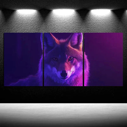 3pcs Charming Coyote Trio Animal Themed Metal Print Ready to Hang Art - Bella Home Decor