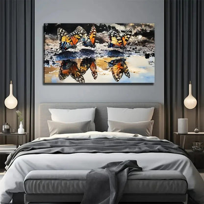 Colorful Butterflies Suitable Wall Art Canvas Office Home Room Framed 120x60cm