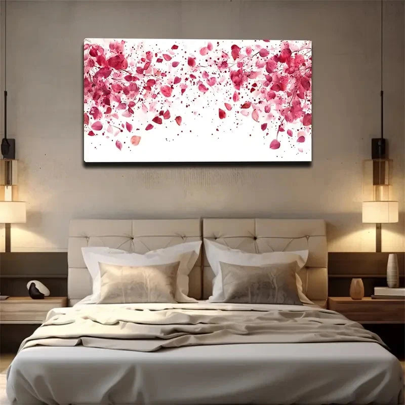 Pink And Red Heart Petal Design Wall Art Canvas Office Home Room Framed 120x60cm