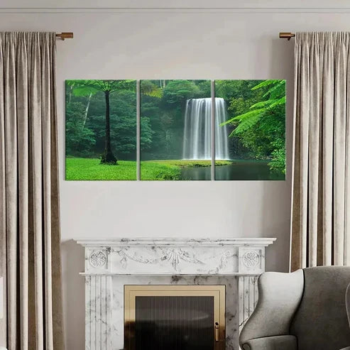 3pcs Mountains Lakes and Waterfall Decor Wall Art Canvas Unframed – High Quality Print 100% Australian Made Wall Canvas