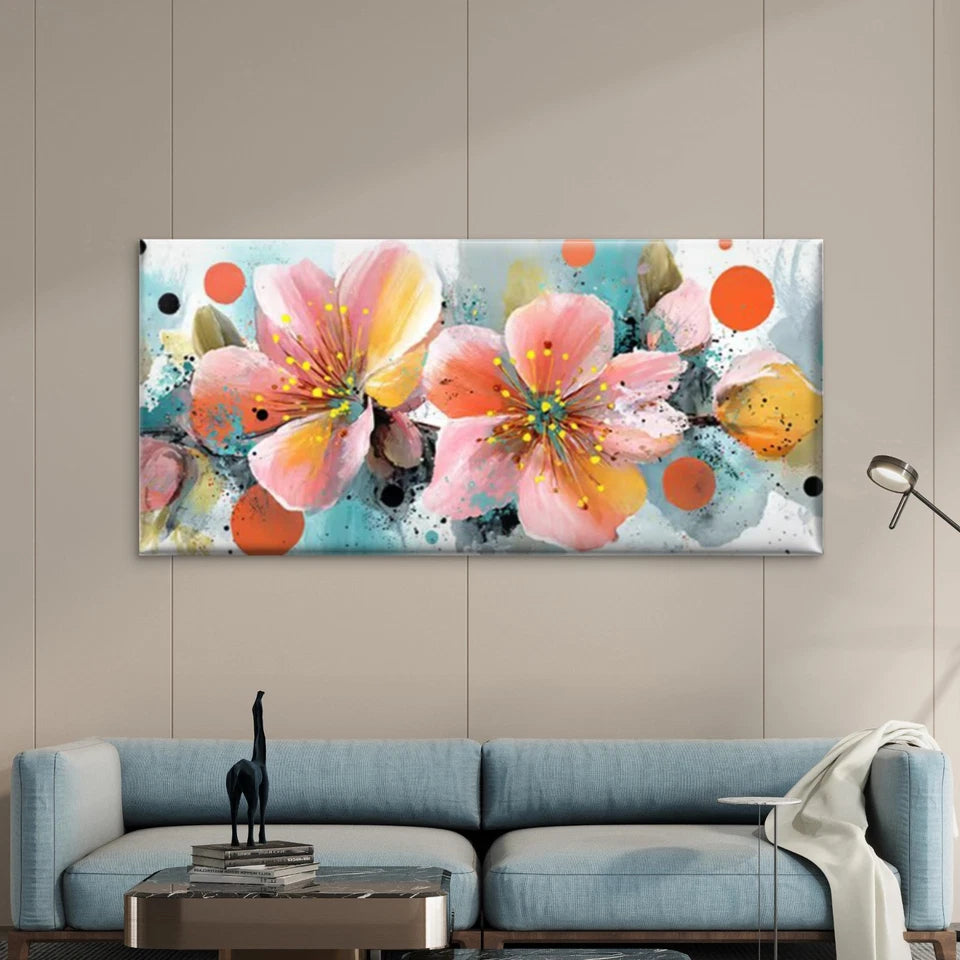 Floral Vibrant Multicolor Wall Art Canvas Office Home Room Framed 120x60cm