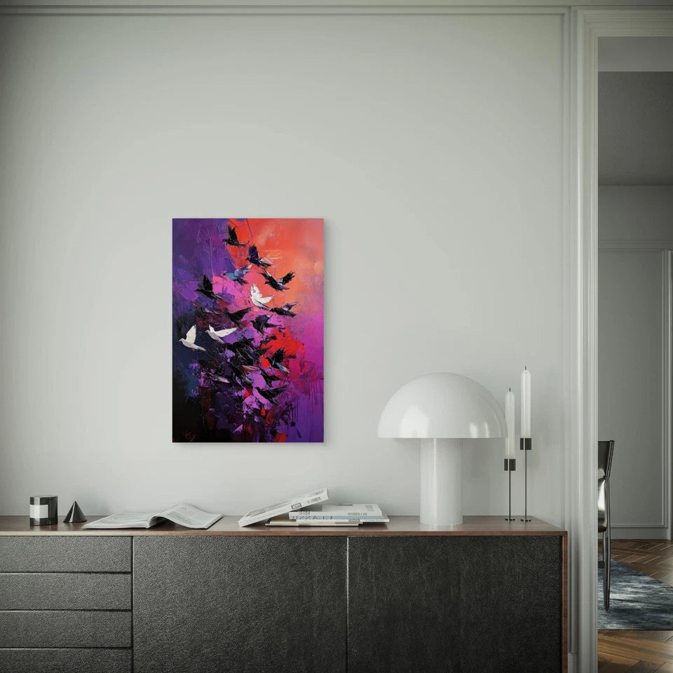 Colorful Vibrant Abstract Birds 60x90cm Metal Print Ready to Hang