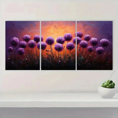 3pcs Vibrant Purple & Orange Sunset D  Wall Art Set Canvas Framed 40x60cm - High Quality Print 100% Australian Made Wall Canvas Ready to Hang - Bella Home Decor