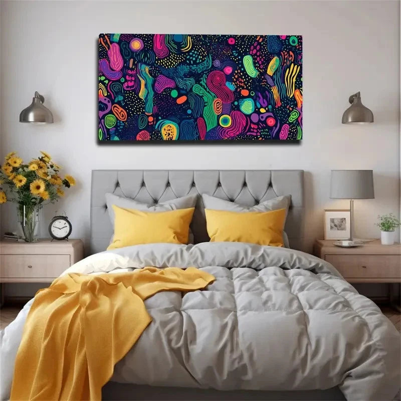 Vibrant Colorful Patterns Decor Wall Art Canvas Office Home Room Framed 120x60cm