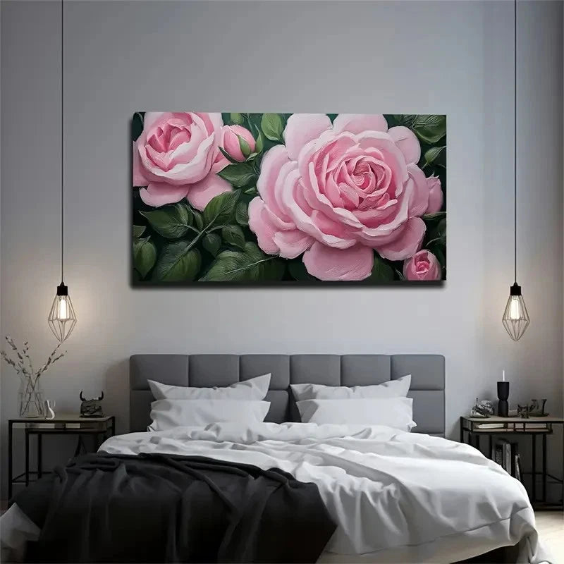 Eye Catching Pink Flowers Wall Art Canvas Office Home Room Framed 120x60cm