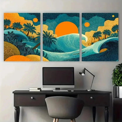 3pcs Coastal Summer Deco French Perfect Wall Art Set Canvas Framed 50x70cm - High Quality Print 100% Australian Made Wall Canvas Ready to Hang - Bella Home Decor