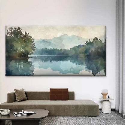 Serene Mountain & Forest Wall Art Canvas Office Home Room Framed 120x60cm