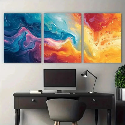 3pcs Vibrant Dreamy Contemporary Perfect Wall Art Set Canvas Framed 50x70cm - High Quality Print 100% Australian Made Wall Canvas Ready to Hang