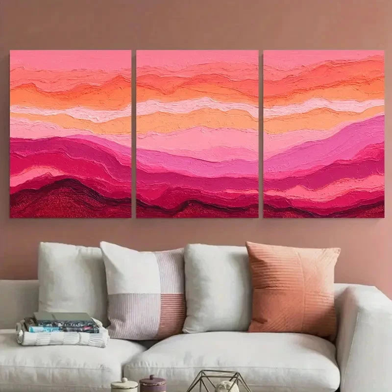 3pcs Pink Desert & Cowboy Theme Perfect  Wall Art Set Canvas Framed 60x90cm - High Quality Print 100% Australian Made Wall Canvas Ready to Hang
