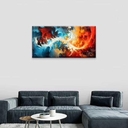 Vibrant Swirls Abstract Modern Wall Art Canvas Office Home Room Framed 120x60cm
