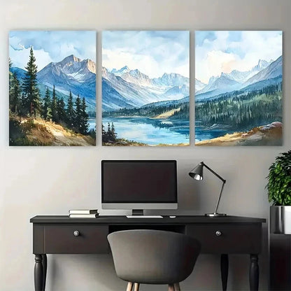 3pcs The Rocky Mountains Depicting Perfect Wall Art Set Canvas Framed 50x70cm - High Quality Print 100% Australian Made Wall Canvas Ready to Hang