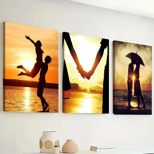 3pcs Depicting a Sunset Beach Scene Perfect Wall Art Canvas Unframed - High Quality Print 100% Australian Made Wall Canvas - Bella Home Decor