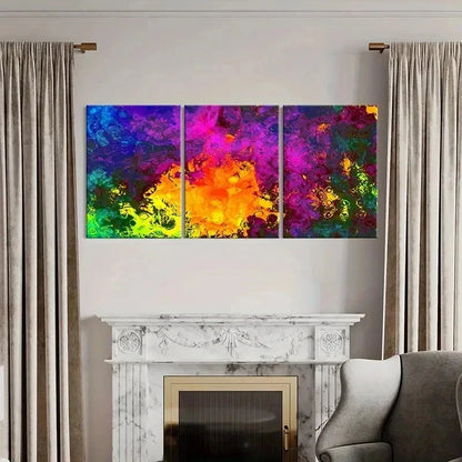 3pcs Vibrant Abstract Watercolor Decor Wall Art Set Canvas Framed 50x70cm - High Quality Print 100% Australian Made Wall Canvas Ready to Hang