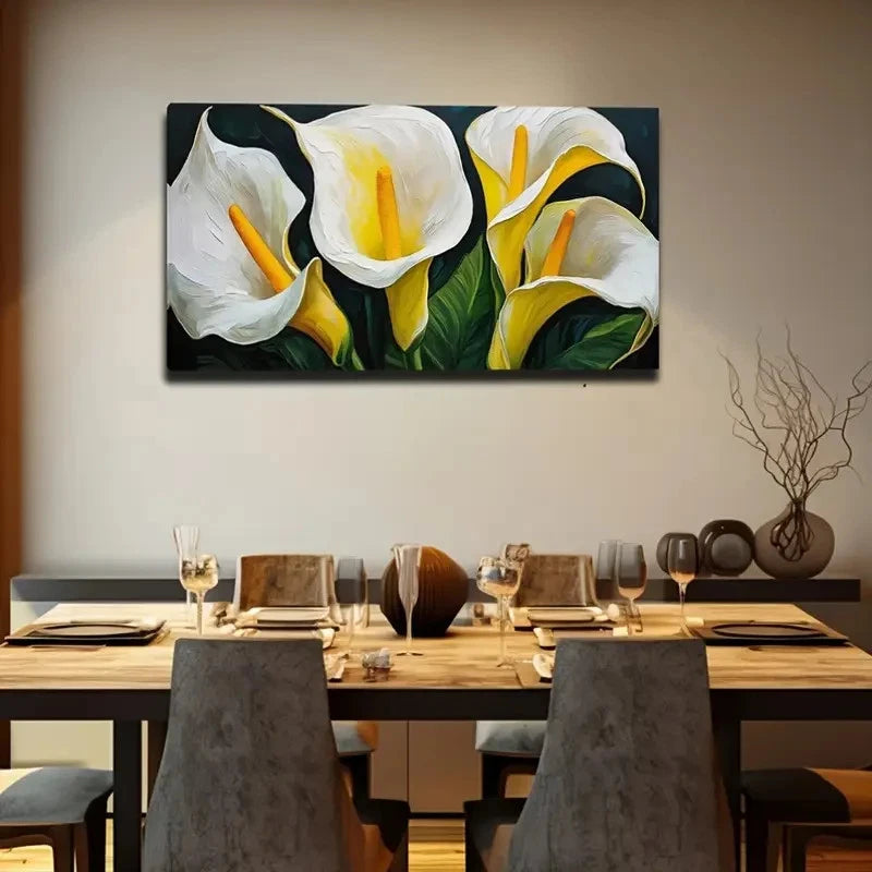 White Calla Lilies Wall Art Canvas Office Home Room Framed 120x60cm