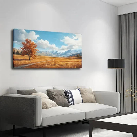 Autumn Landscape Minimalist Wall Art Canvas Office Home Room Framed 120x60cm