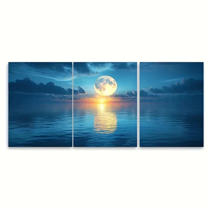 3pcs Scenic Open Water IL  Wall Art Set Canvas Framed 60x90cm - High Quality Print 100% Australian Made Wall Canvas Ready to Hang - Bella Home Decor