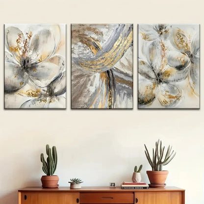 3pcs Showcasing Elegant Golden Abstract Perfect Wall Art Set Canvas Framed 40x60cm - High Quality Print 100% Australian Made Wall Canvas Ready to Hang - Bella Home Decor