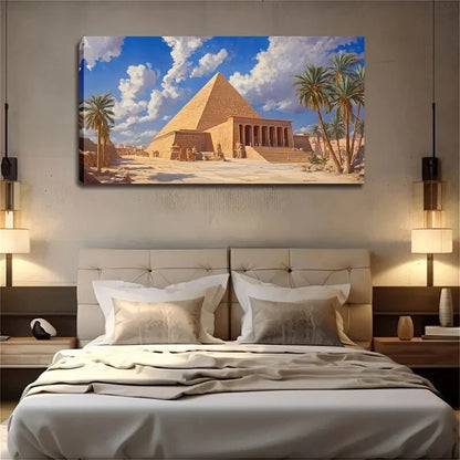 Pyramid & Colonnade Landscape Wall Art Canvas Office Home Room Framed 120x60cm - Bella Home Decor