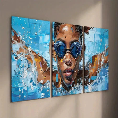 3pcs Beautiful Swimmer Painting Wall Art Set Canvas Unframed - High Quality Print 100% Australian Made Wall Canvas