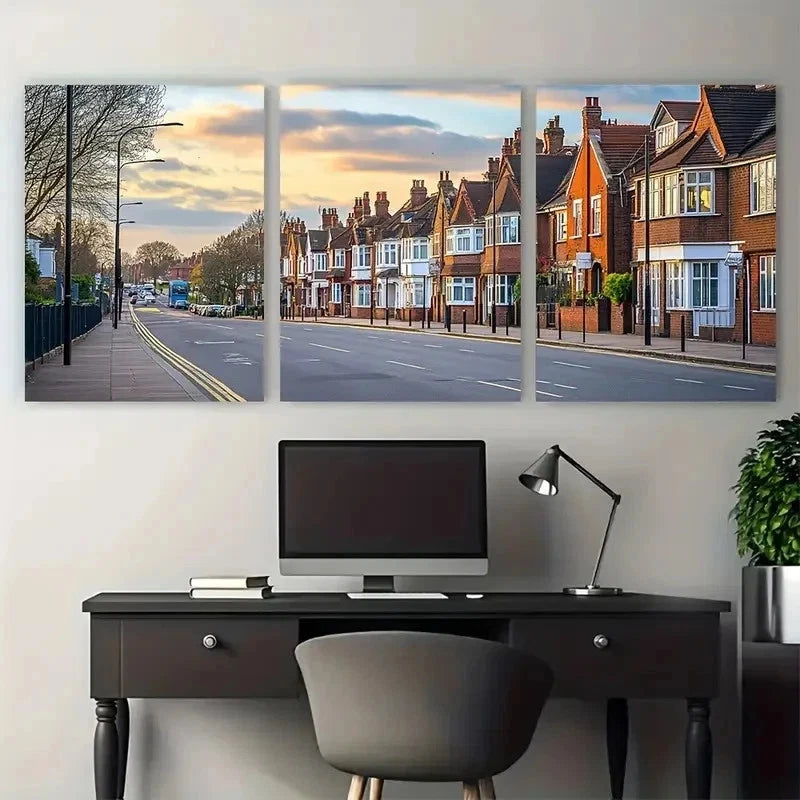 3pcs North London Architecture Décor Perfect   Wall Art Set Canvas Framed 40x60cm - High Quality Print 100% Australian Made Wall Canvas Ready to Hang
