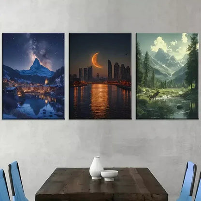 3pcs Modern Aesthetic Landscape Pine Wood  Canvas Unframed - High Quality Print 100% Australian Made Wall Canvas