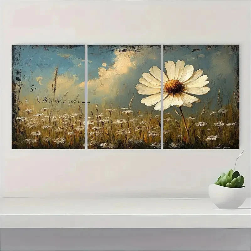 3pcs Queen Annes Lace Meadow Beige Perfect Wall Art Set Canvas Framed 40x60cm - High Quality Print 100% Australian Made Wall Canvas Ready to Hang - Bella Home Decor