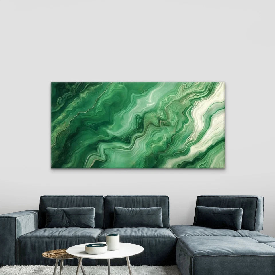 Green Tones Effects Wall Art Canvas Office Home Room Framed 120x60cm