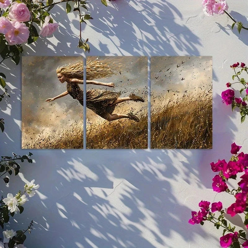 3pcs Abstract Dance Oil Painting Metal Print Ready to Hang Art