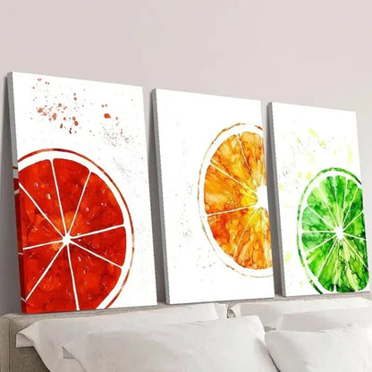 3pcs Bloody Oranges Fresh Green Lime Wall Art Canvas Unframed – High Quality Print 100% Australian Made Wall Canvas - Bella Home Decor