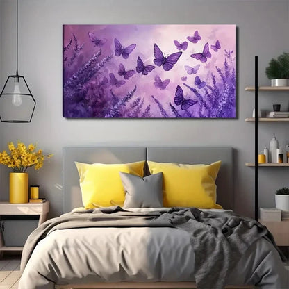Beautiful Purple Butterfly Wall Art Canvas Office Home Room Framed 120x60cm