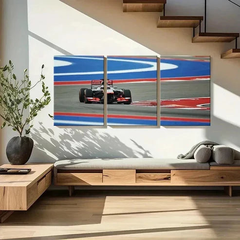 3pcs Formula 1 Racing Car Wall Art Set Canvas Unframed - High Quality Print 100% Australian Made Wall Canvas - Bella Home Decor