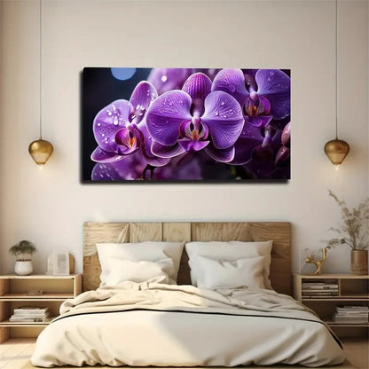 Vibrant Purple Orchid Wall Art Canvas Office Home Room Framed 120x60cm