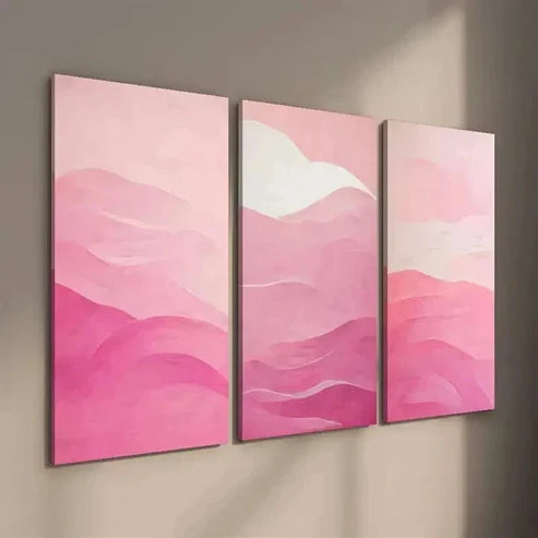 3pcs Preppy Magenta Hipster Pink Textured Wall Art Set Canvas Unframed - High Quality Print 100% Australian Made Wall Canvas