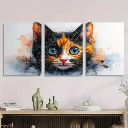 3pcs Calico Cat Cute Kitten Artwork Wall Art Canvas Unframed - High Quality Print 100% Australian Made Wall Canvas - Bella Home Decor