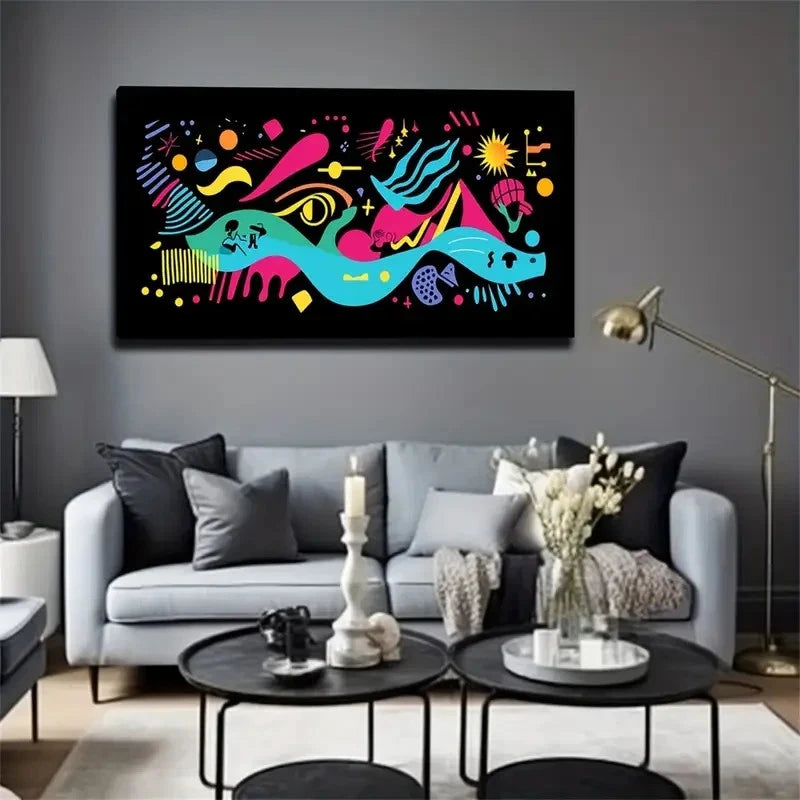 Bohemian Modern Abstract Land Wall Art Canvas Office Home Room Framed 120x60cm