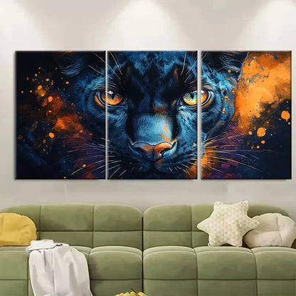 3pcs Watercolor Panther Wall Art Set Canvas Framed 60x90cm - High Quality Print 100% Australian Made Wall Canvas Ready to Hang