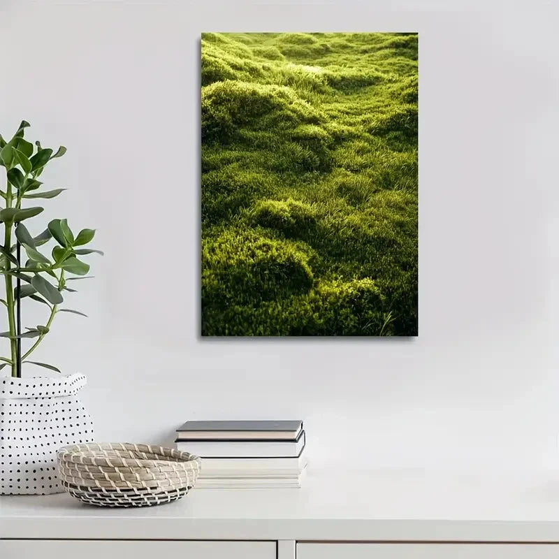 Beautiful Green Moss Grassland Suitable Painting 40x60cm Metal Print Ready to Hang
