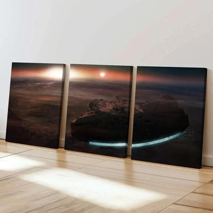 3pcs Universe Space Spaceship Movie Decor Wall Art Set Canvas Framed 60x90cm - High Quality Print 100% Australian Made Wall Canvas Ready to Hang