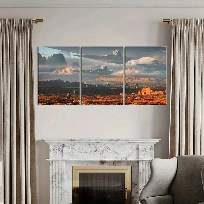 3pcs Classic Science Fiction Movie Wall Art Set Canvas Framed 50x70cm - High Quality Print 100% Australian Made Wall Canvas Ready to Hang - Bella Home Decor