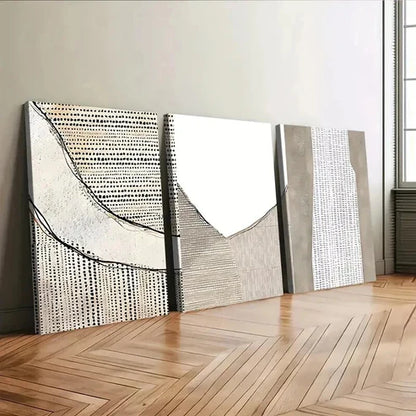 3pcs Abstract Style Teal and White Wavy Gray Wall Art Canvas Unframed - High Quality Print 100% Australian Made Wall Canvas - Bella Home Decor