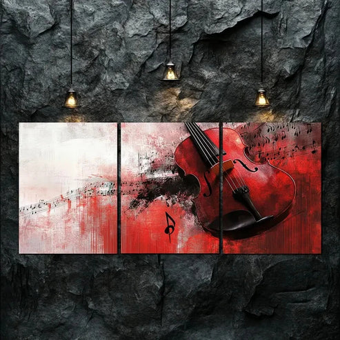 3pcs Guitar Red Dark Colorful Décor Perfect Wall Art Set Canvas Unframed - High Quality Print 100% Australian Made Wall Canvas
