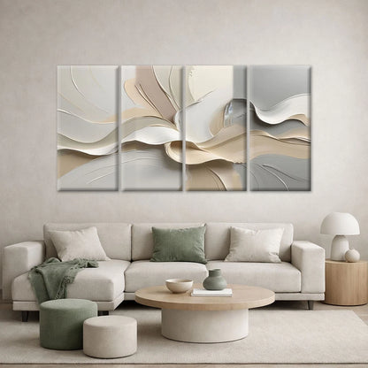 4pcs Minimalist Neutral Abstract Beige Wall Art Set Canvas Framed 45x80cm - High Quality Print 100% Australian Made Wall Canvas Ready to Hang