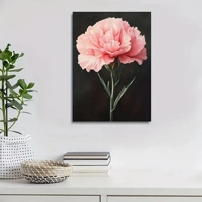 Beautiful Vibrant Pink Flower Dark Painting 40x60cm Metal Print Ready to Hang - Bella Home Decor
