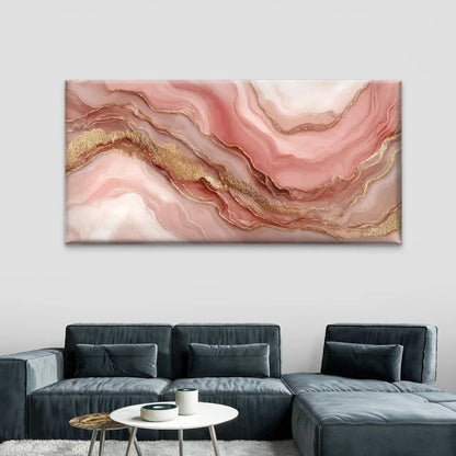 Marble Pattern with Golden Acce Wall Art Canvas Office Home Room Framed 120x60cm